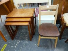 A RETRO TEAK NEST OF TABLES, A CHILD'S CHAIR, ETC.