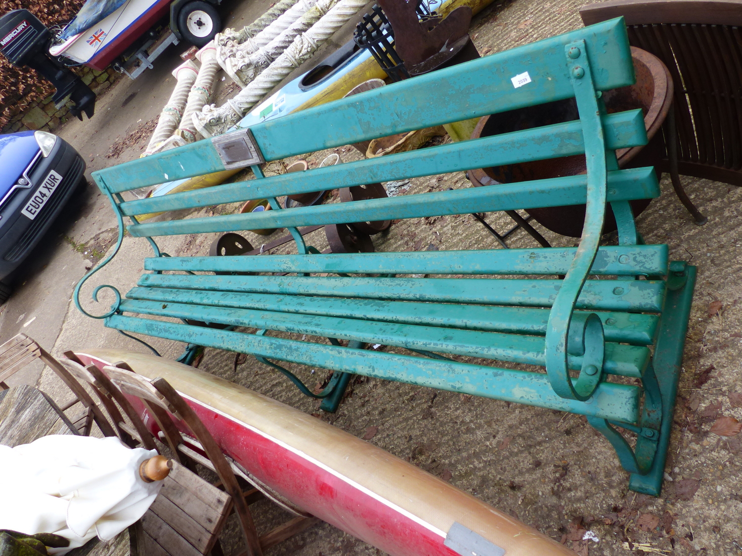 A LARGE PARK / GARDEN BENCH.