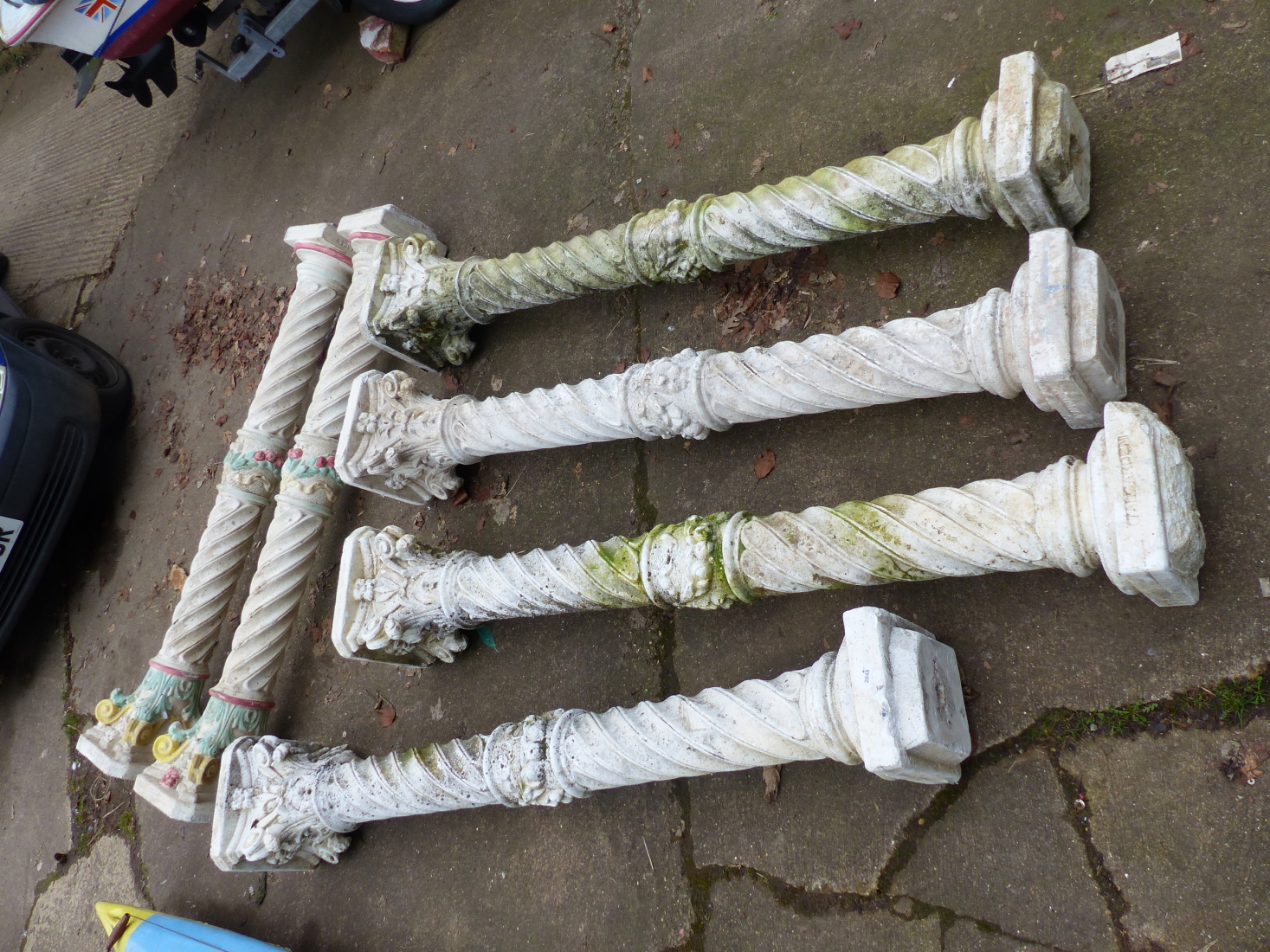 A SET OF SIX LARGE CAST CLASSICAL COLUMNS.