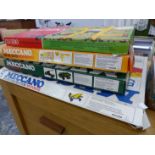 THREE PART BOXED MECCANO SETS, VARIOUS BOARD GAMES, SPHYGMOMANOMETER, CARVING SET, ETC.