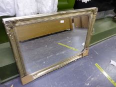 A MODERN SILVERED FRAME MIRROR. W 107 X H 75CMS.