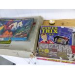 VINTAGE SUBBUTEO CRICKET, 'EXPLORATION' GAME AND POWER TRIX CONSTRUCTION SET.