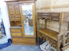 A VICTORIAN SATIN BIRCH BEDROOM SUITE.