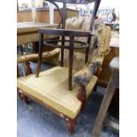 A LARGE VICTORIAN DEEP SEAT ARMCHAIR AND A BENTWOOD CHAIR.