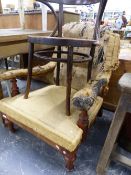 A LARGE VICTORIAN DEEP SEAT ARMCHAIR AND A BENTWOOD CHAIR.