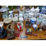 A LARGE QUANTITY OF VINTAGE KITCHEN STORAGE JARS AND OTHER KITCHENALIA.