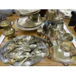 A QUANTITY OF SILVER PLATED WARES.