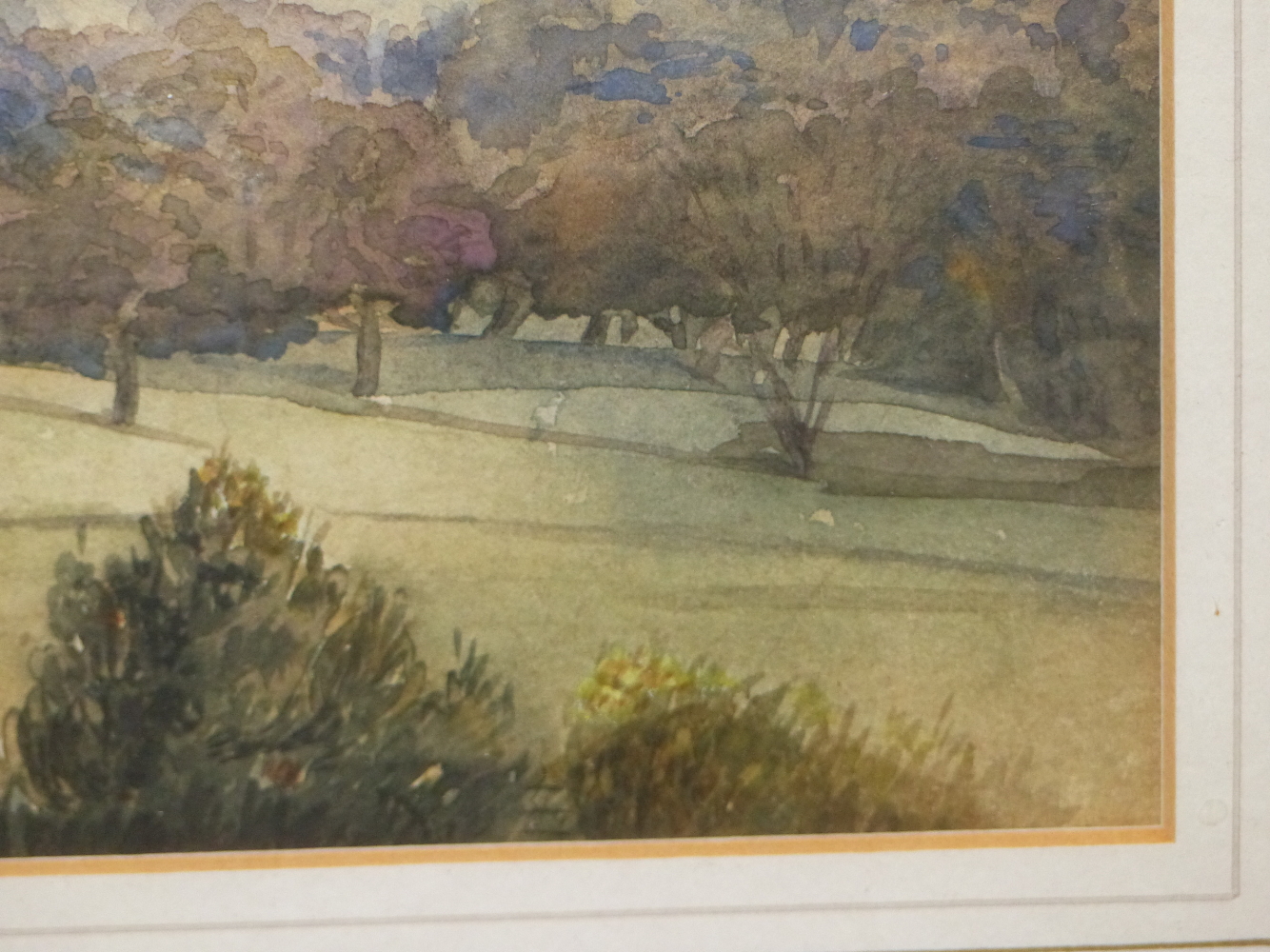 19th/20th.C.ENGLISH SCHOOL. PARKLAND LANDSCAPE, WATERCOLOUR 16.5 x 34cms, TOGETHER WITH A PORTRAIT - Image 4 of 5