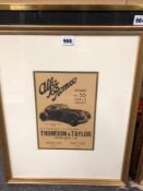 FRAMED PRINTS OF A 1923 MERCEDES RUNABOUT, A 1931 BENTLEY SPORT TOURING AND A ALFA ROMEO 2.3B