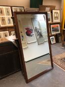 A LATE 19th.C. MAHOGANY BEVELLED PLATE PIER MIRROR OF LARGE SIZE, H 174 X 98cm.