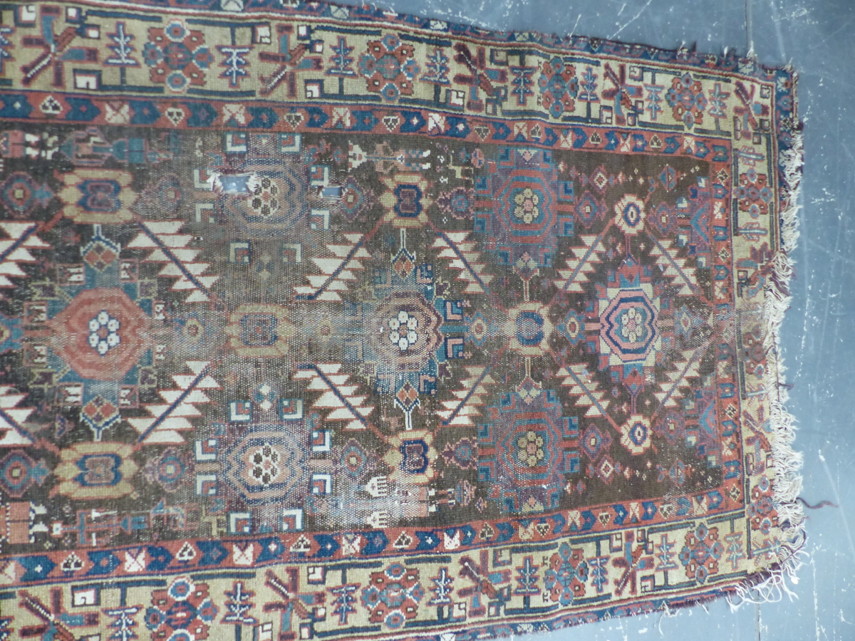 AN ANTIQUE PERSIAN TRIBAL RUNNER, 368 X 93cm. - Image 7 of 11