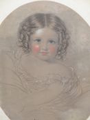 ENGLISH VICTORIAN SCHOOL. OVAL PORTRAIT OF YOUNG GIRL, PASTEL. 57 x 46cms.