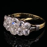 AN ANTIQUE 18ct YELLOW GOLD AND 10 STONE 2 ROW OLD CUT DIAMOND RING ESTIMATED DIAMOND WEIGHT 2.50cts