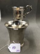 A VICTORIAN HALLMARKED SILVER CHILD'S CHRISTENING MUG, DATED 1851 LONDON, FOR EDWARD, JOHN & WILLIAM