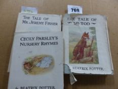 THREE EARLY 20th C. BEATRIX POTTER BOOKS WITH DUST JACKETS: THE TALE OF MR TOD, CECILY PARSLEYS