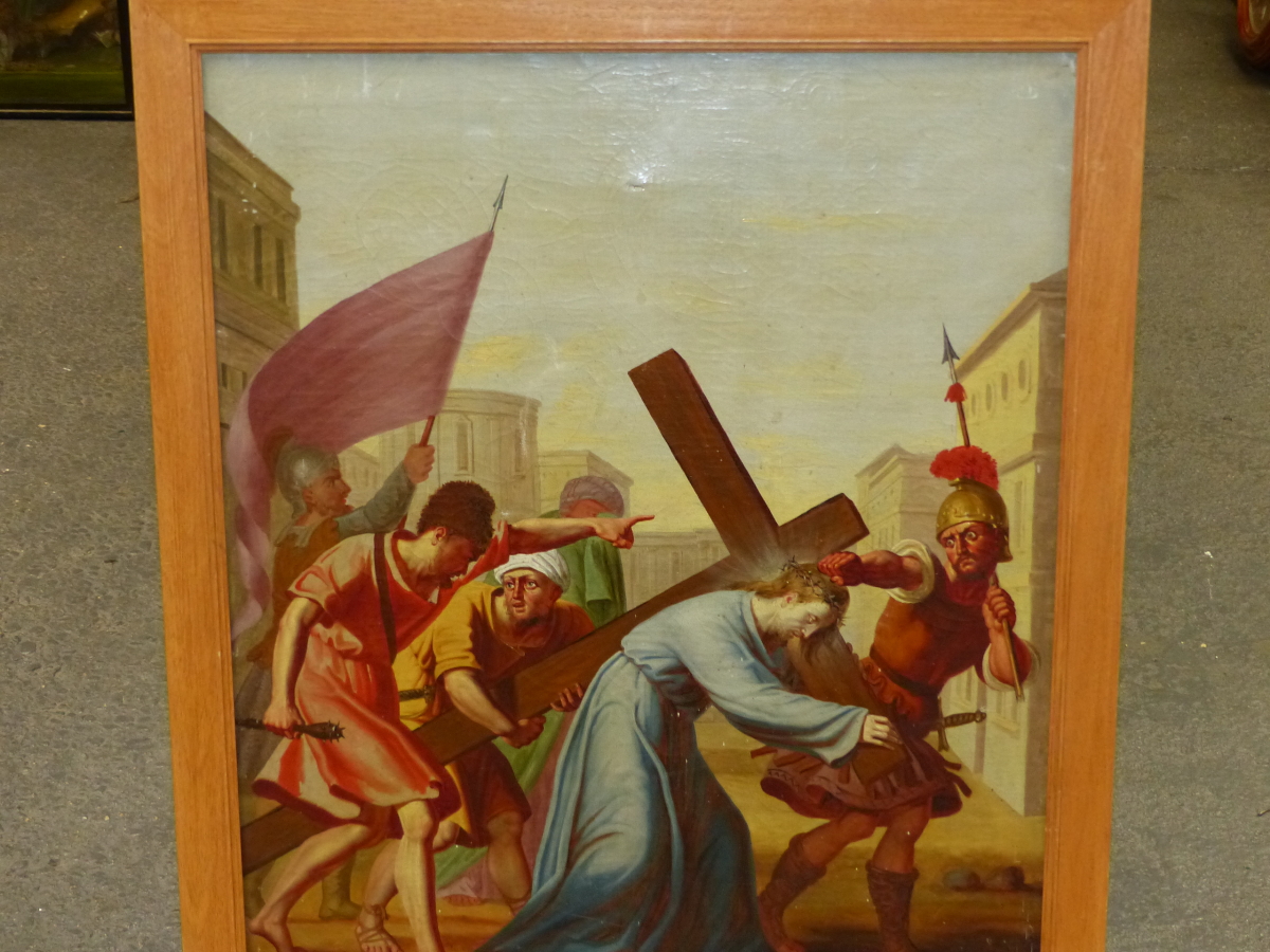 19th.C. CONTINENTAL SCHOOL AFTER THE OLD MASTERS. CHRIST CARRYING THE CROSS, OIL ON CANVAS, 76 x - Image 4 of 8
