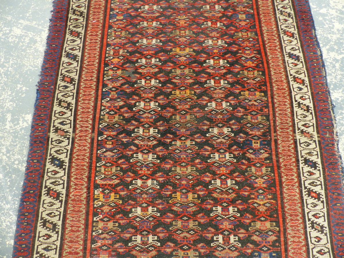AN ANTIQUE PERSIAN TRIBAL RUNNER, 430 X 115cm. - Image 8 of 22
