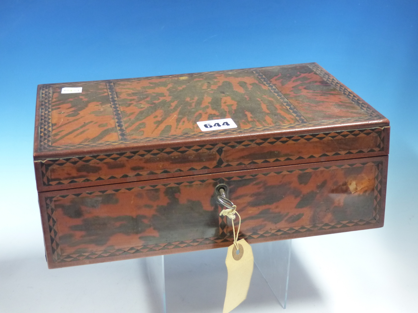A 19th C. INDIAN TORTOISESHELL SPICE BOX, THE VENEERS ON THE RECTANGULAR LID DIVIDED BY EBONY AND - Image 8 of 21