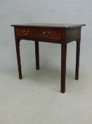 A GEORGIAN MAHOGANY ONE DRAWER SIDE TABLE, MOULDED EDGE TOP, CHAMFERED LEGS, H.71 X W.77 X D. 46cm.