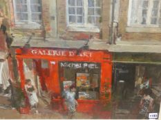 20th.C. FRENCH SCHOOL. A PARIS STREET SCENE, OIL ON CANVAS 51 x 61cms.