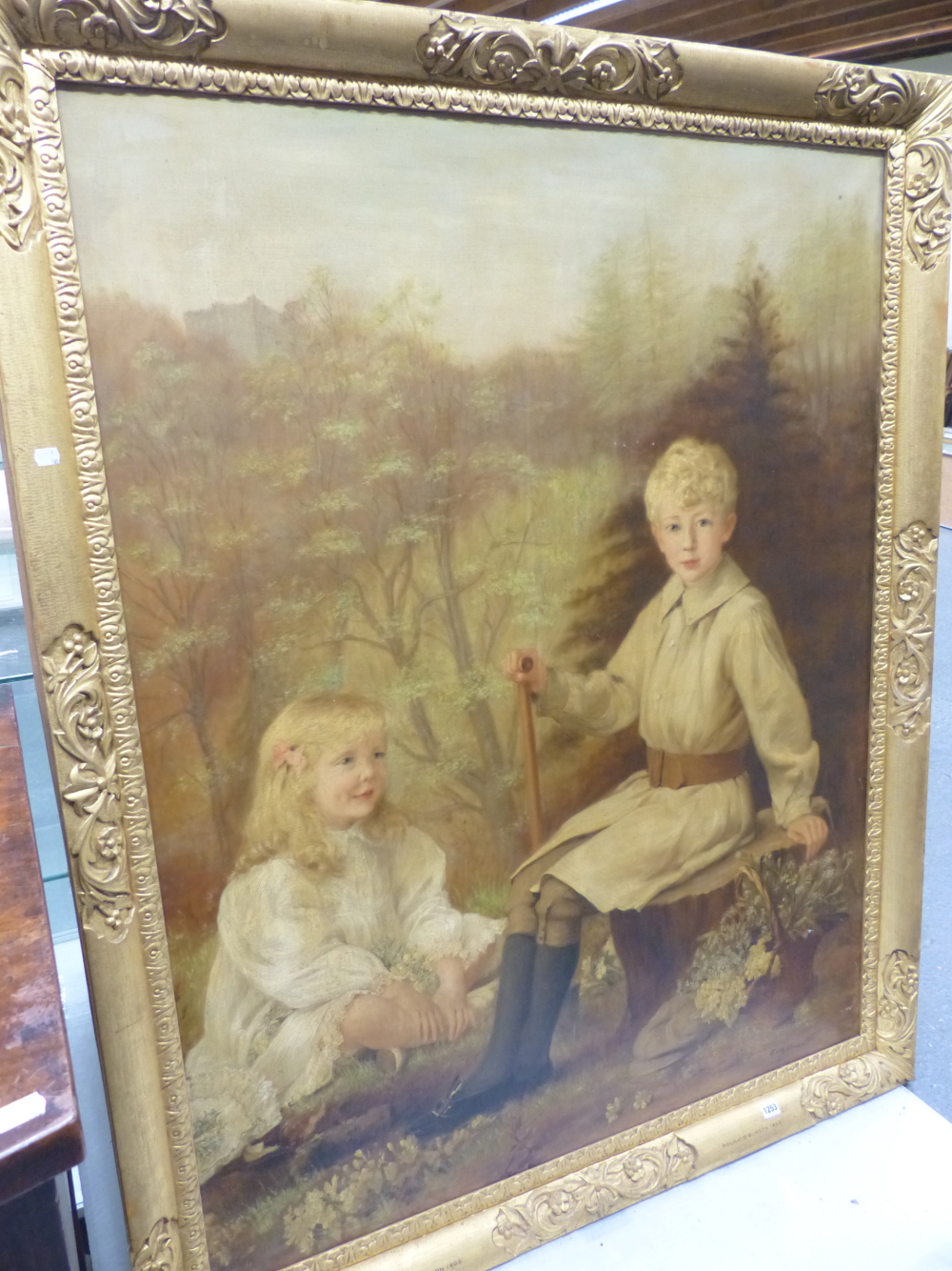 EDITH SCANELL (1852-1840). A PORTRAIT OF TWO CHILDREN, JOHN AND ROWLAND BURDON, SIGNED OIL ON - Image 9 of 14