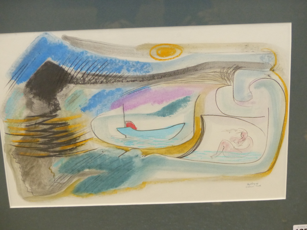20th.C. SCHOOL. SWANSEA SUITE, INDISTINCTLY SIGNED AND DATED 1986, CHALK AND WATERCOLOUR, 27 x