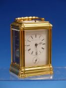 AN AUBERT & KLAFTENBERGER GORGE CASED CARRIAGE CLOCK WITH ALARM AND REPEATING STRIKE ON A BELL,