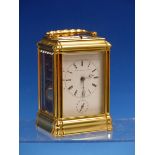 AN AUBERT & KLAFTENBERGER GORGE CASED CARRIAGE CLOCK WITH ALARM AND REPEATING STRIKE ON A BELL,