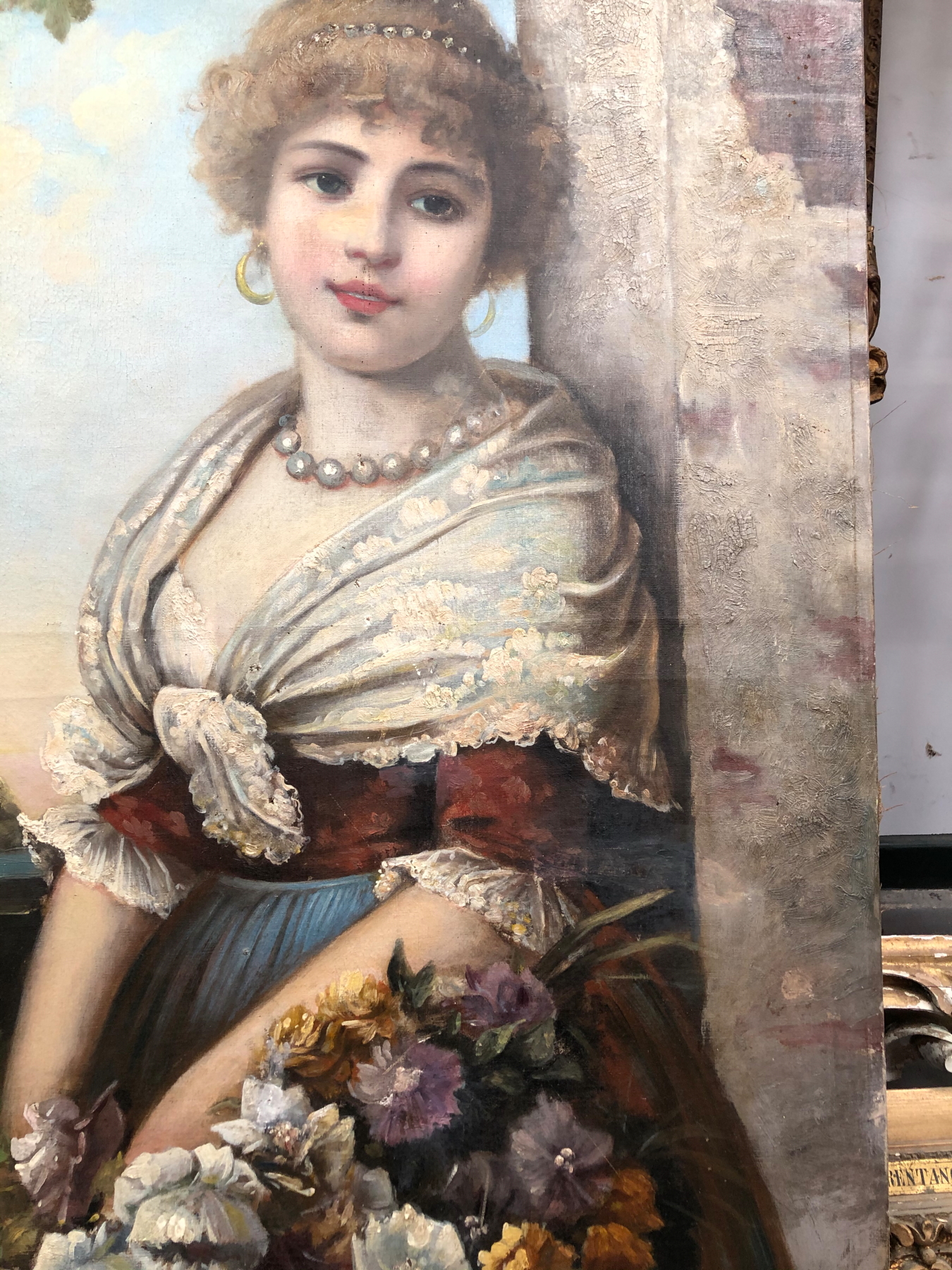 A. BRENTANO (1840-1888). THE FLOWER GIRL, SIGNED OIL ON CANVAS, 106 x 69cms. - Image 7 of 15