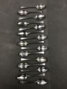 TWO SETS OF SIX GEORGIAN SILVER TEA SPOONS AND A FURTHER SET OF THREE. TOTAL AMOUNT OF SPOONS