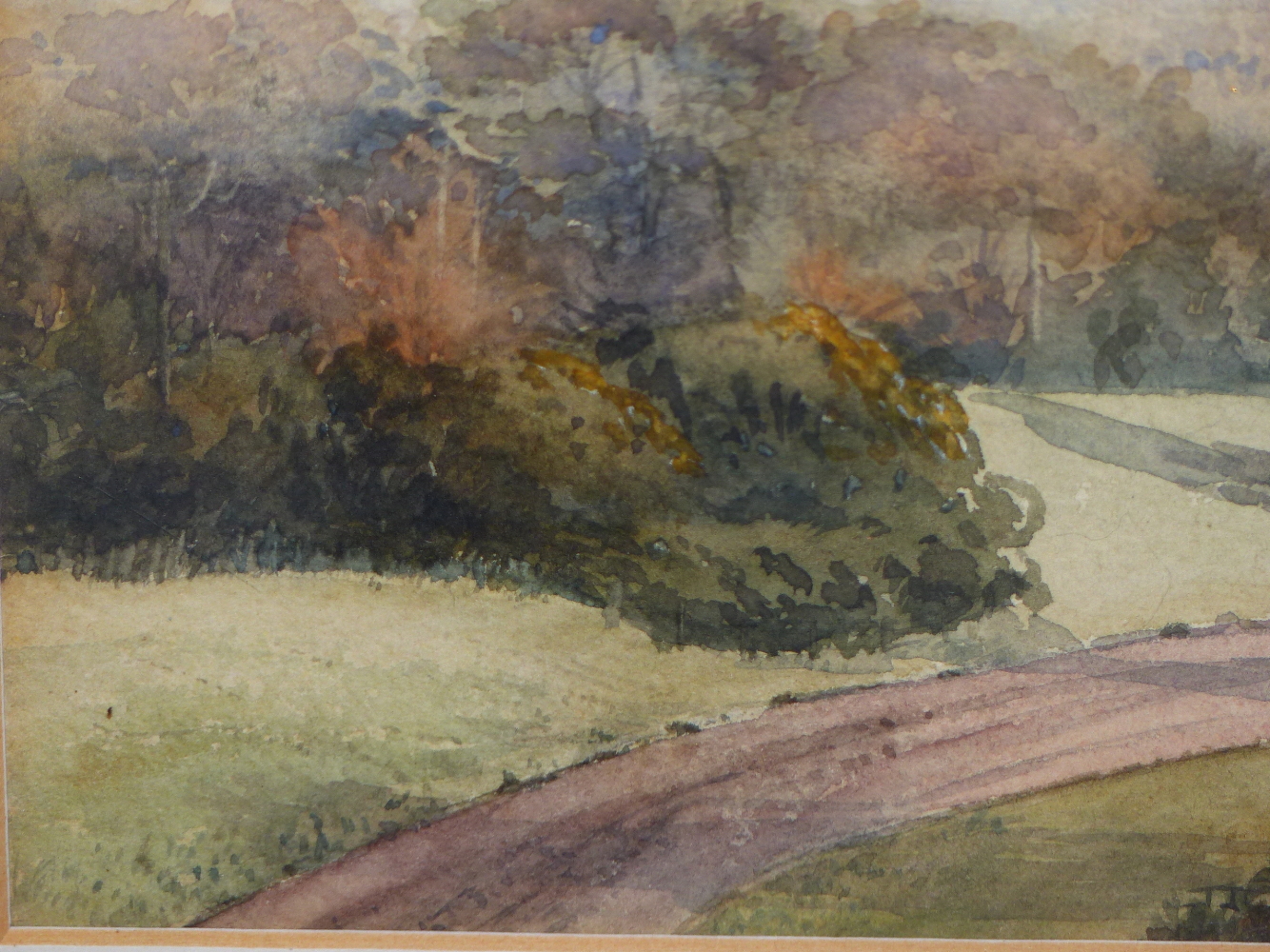 19th/20th.C.ENGLISH SCHOOL. PARKLAND LANDSCAPE, WATERCOLOUR 16.5 x 34cms, TOGETHER WITH A PORTRAIT - Image 3 of 5