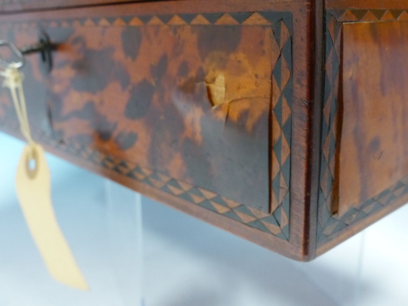 A 19th C. INDIAN TORTOISESHELL SPICE BOX, THE VENEERS ON THE RECTANGULAR LID DIVIDED BY EBONY AND - Image 15 of 21