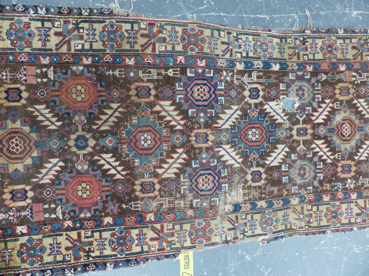 AN ANTIQUE PERSIAN TRIBAL RUNNER, 368 X 93cm. - Image 3 of 11