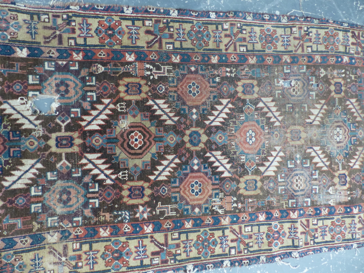 AN ANTIQUE PERSIAN TRIBAL RUNNER, 368 X 93cm. - Image 6 of 11