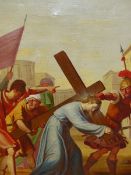 19th.C. CONTINENTAL SCHOOL AFTER THE OLD MASTERS. CHRIST CARRYING THE CROSS, OIL ON CANVAS, 76 x