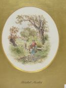 LATE 19th.C. ENGLISH SCHOOL. A PAIR OF OVAL RURAL SCENES, ONE WITH INDISTINCT MONOGRAM,