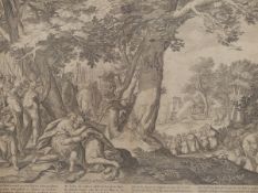 AFTER C. VISSCHER (1629-1658). PRINT, OLD TESTAMENT SCENE, 40 cm x 52 cm