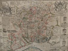 ANTIQUE HAND COLOURED MAP OF BERKSHIRE, BY J. SPEEDE. 40 x 52cms.