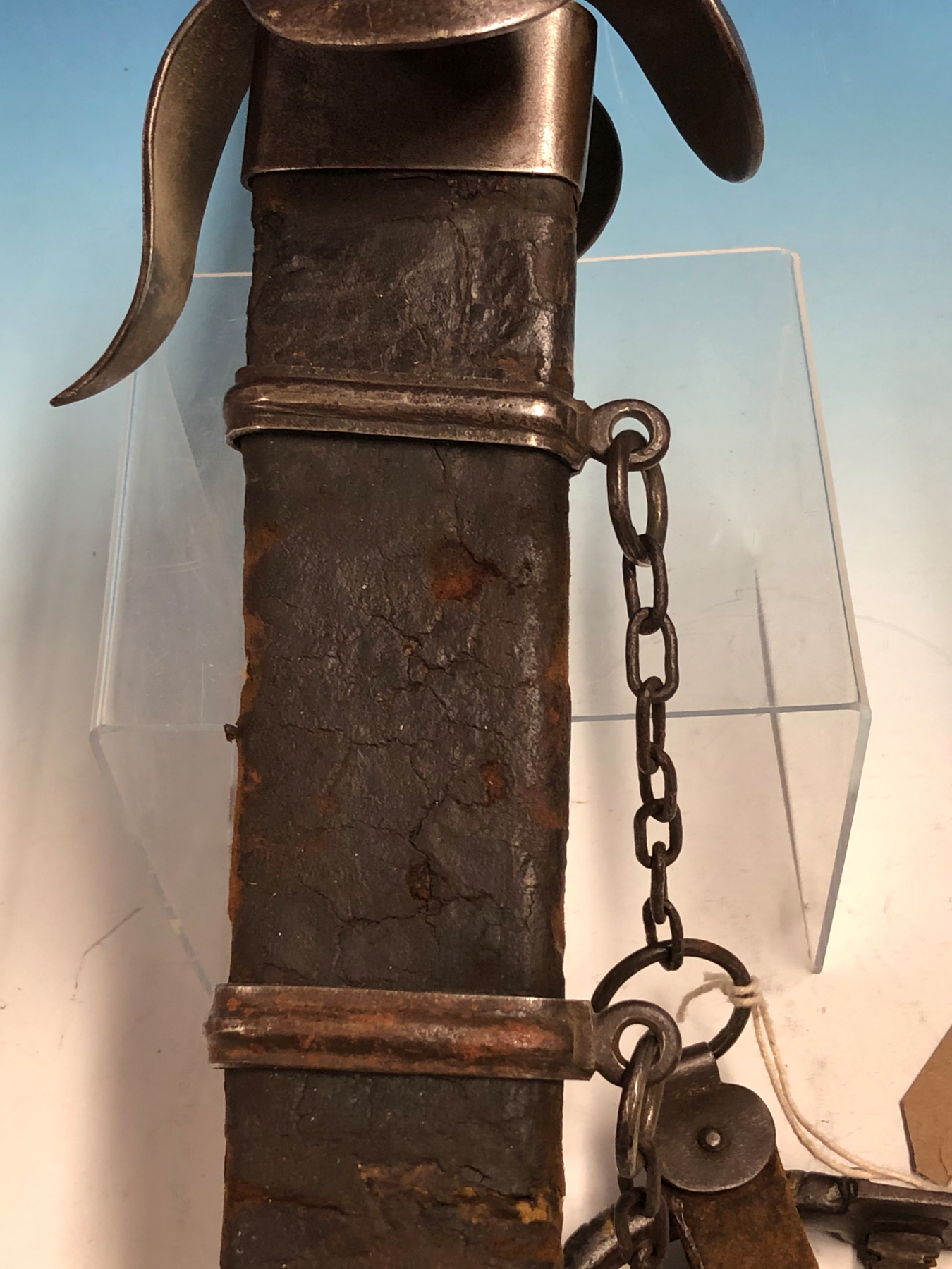 A COMPOSITE SWISS OR GERMAN DAGGER, 34.5cm FULLERED BLADE, STEEL HILT WITH LEATHER WRAPPED WOODEN - Image 4 of 21