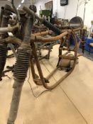 A NORTON FEATHERBED FRAME AND TRIUMPH ENGINED RACING MOTORCYCLE (TRITON) IN BASKET CASE BARN FOUND