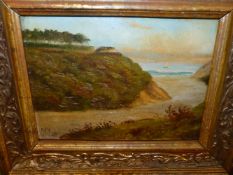 19th.C. ENGLISH NAÏVE SCHOOL. A PAIR OF MARINE SCENES, OIL ON BOARD, CONTEMPORARY MAPLE FRAMES, 13 x