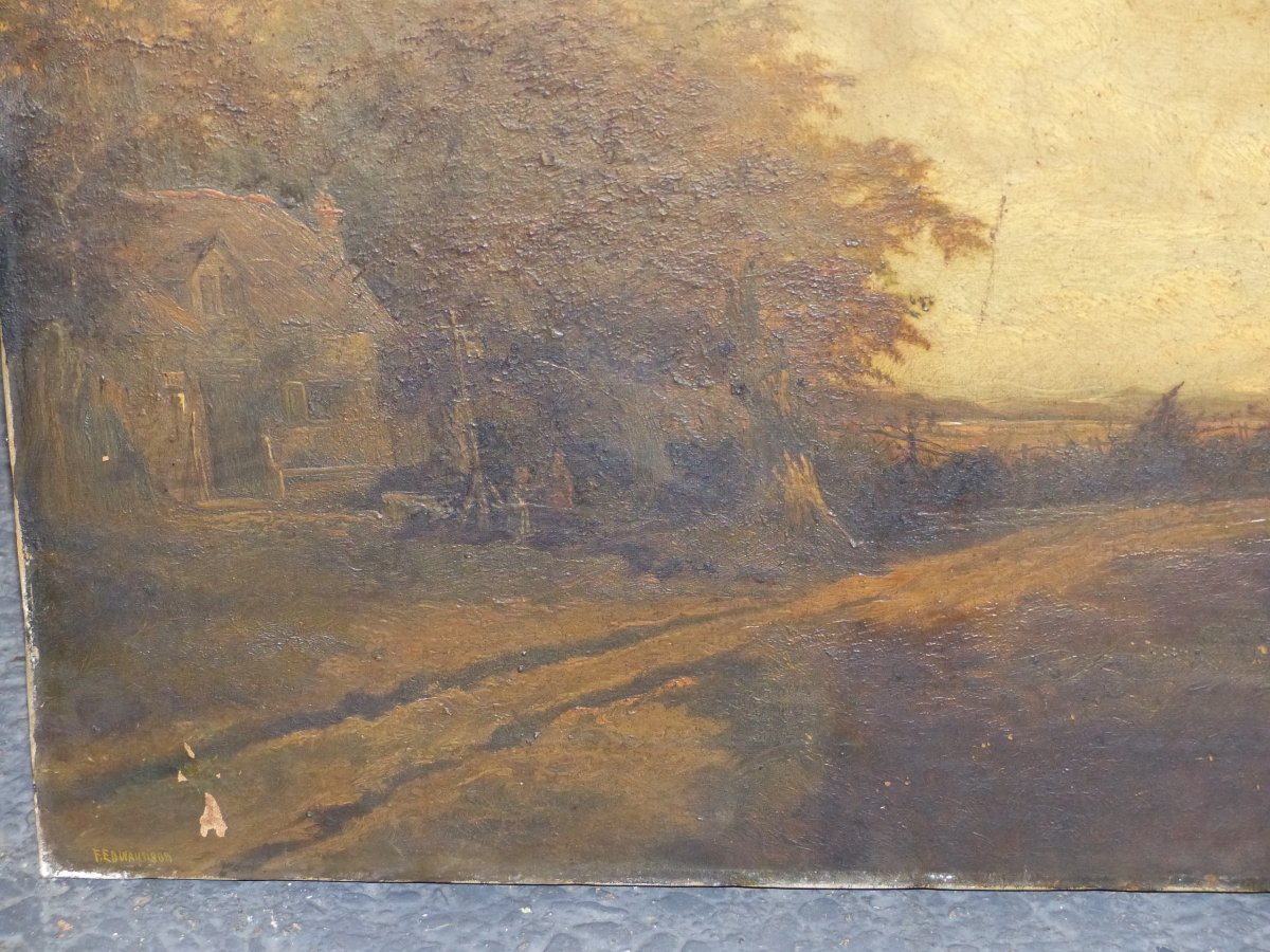 F. EDWARDSON, LATE 19th.C. ENGLISH SCHOOL. A RURAL TRACK, SIGNED OIL ON CANVAS, UNFRAMED, 46 x - Image 4 of 9