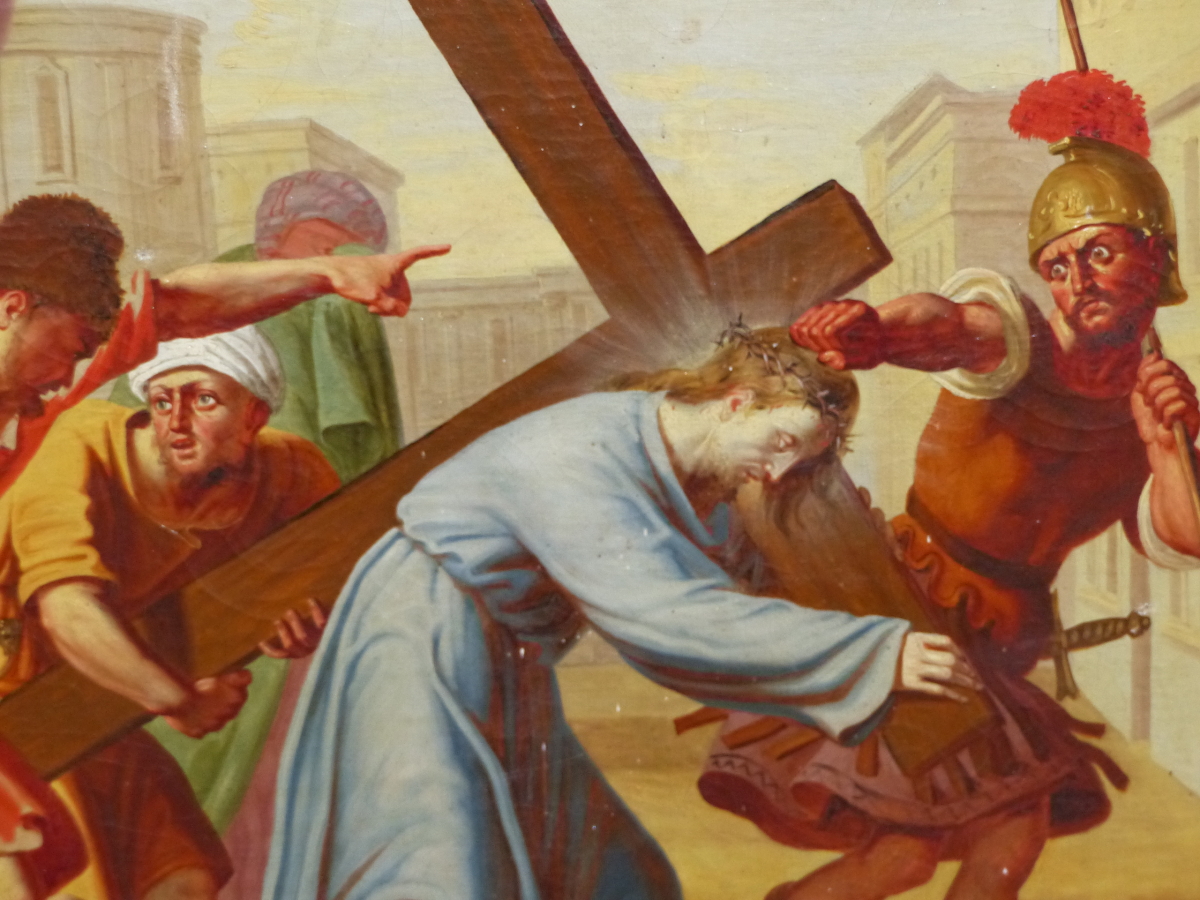 19th.C. CONTINENTAL SCHOOL AFTER THE OLD MASTERS. CHRIST CARRYING THE CROSS, OIL ON CANVAS, 76 x - Image 3 of 8
