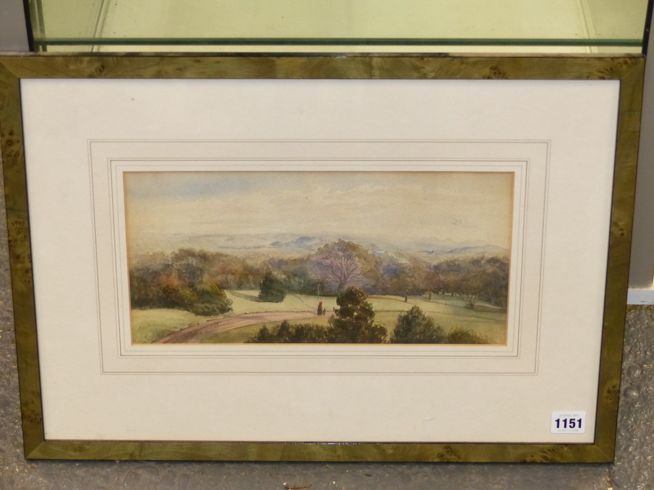 19th/20th.C.ENGLISH SCHOOL. PARKLAND LANDSCAPE, WATERCOLOUR 16.5 x 34cms, TOGETHER WITH A PORTRAIT - Image 2 of 5