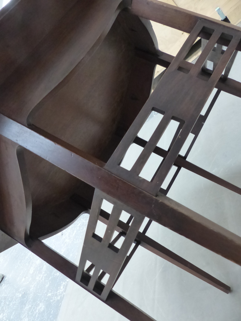 AN ARTS AND CRAFTS MAHOGANY HEXAGONAL TABLE, THE TAPERING SQUARE LEGS JOINED BY THREE BAR STRETCHERS - Image 3 of 3