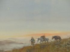 JOHN KING (1929-2014). ARR. END OF THE HUNT. WATERCOLOUR. SIGNED AND DATED 1979. 48 x 67cms.