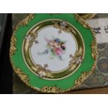 A VICTORIAN DESSERT SERVICE PAINTED WITH PATTERN NUMBER 375 OF FLOWERS WITHIN A GILT GREEN RIM BAND,