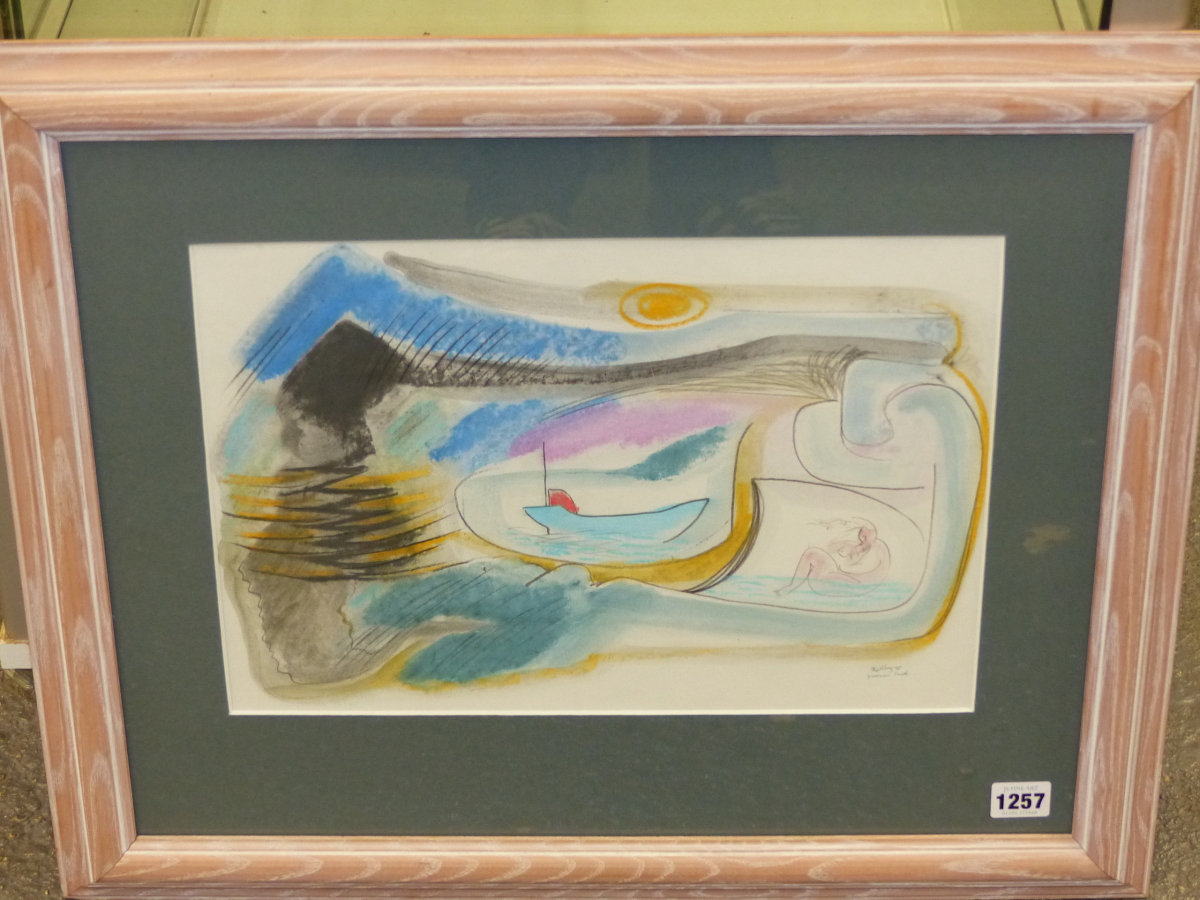 20th.C. SCHOOL. SWANSEA SUITE, INDISTINCTLY SIGNED AND DATED 1986, CHALK AND WATERCOLOUR, 27 x - Image 5 of 6