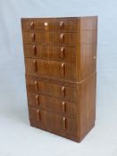 AN ART DECO CHEST OF SEVEN GRADED DRAWERS, EACH WITH VERTICAL HALF ROUND HANDLES AND ARRANGED