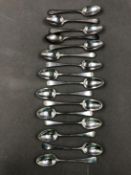 A SET OF SIX SILVER GEORGIAN TEA SPOONS, TOGETHER WITH A FURTHER SET OF SIX, AND A SET OF SET OF